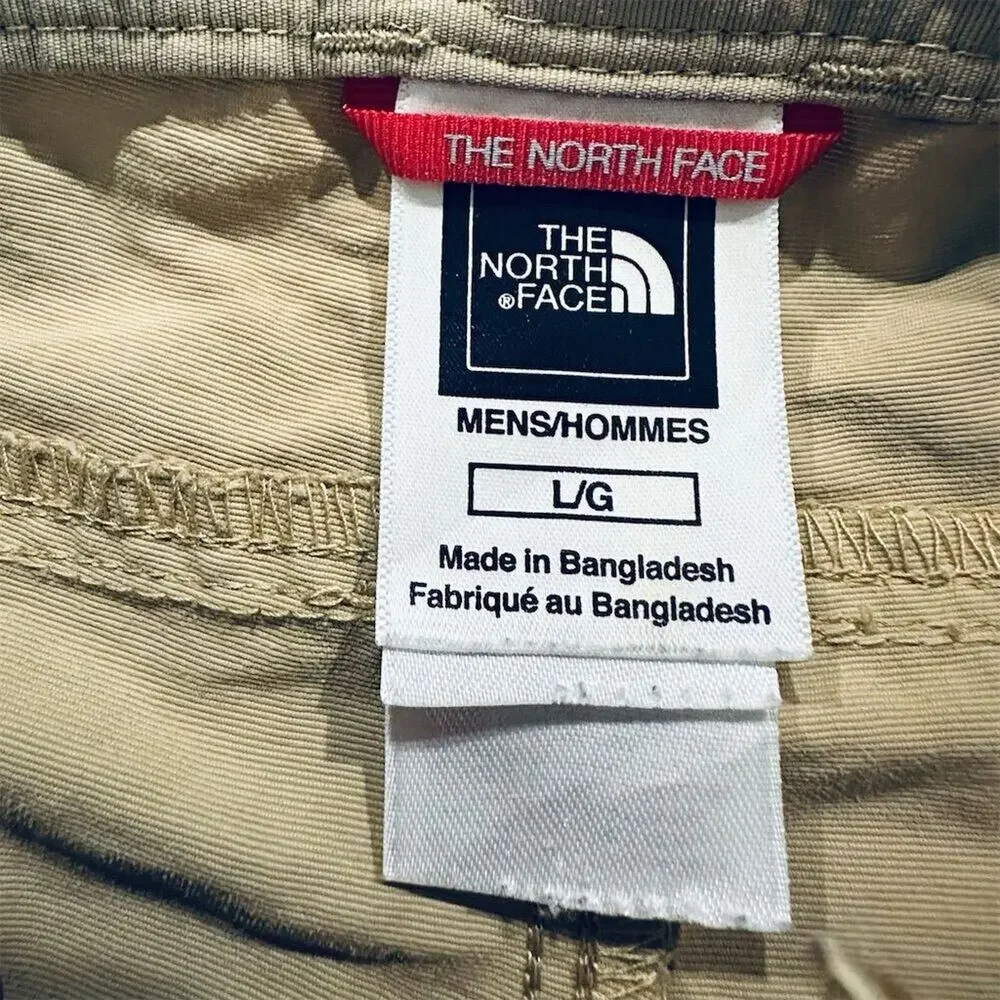 The North Face Men's Cargo‎ Shorts Khaki Size L Casual side Elastic in Waistband